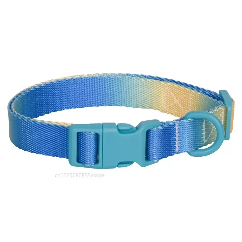 Nylon Dog Collar Adjustable Cat Small Dog Collars Gradient Pet Necklace Fashion Collars Accessories for Small Medium Large Dogs