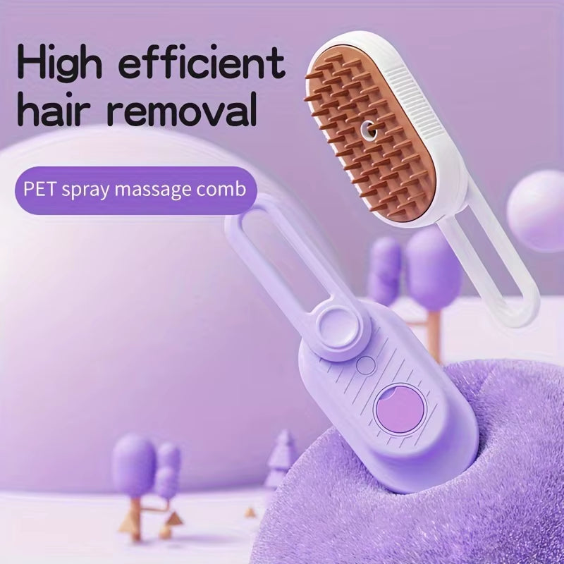 Steamy Cat Brush Electric Spray Cat Hair Brush 3 In1 Dog Toys Brush for Massage Pet Grooming Removing Tangled and Loose Hair