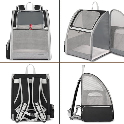 Cat Backpack, Pet Carrier Backpack for Medium Small Cats Dogs, Airline Approved Collapsible Ventilated Safety Strap Buckle Support Design,  Pet Backpack for Travel, Hiking, Walking Outdoor