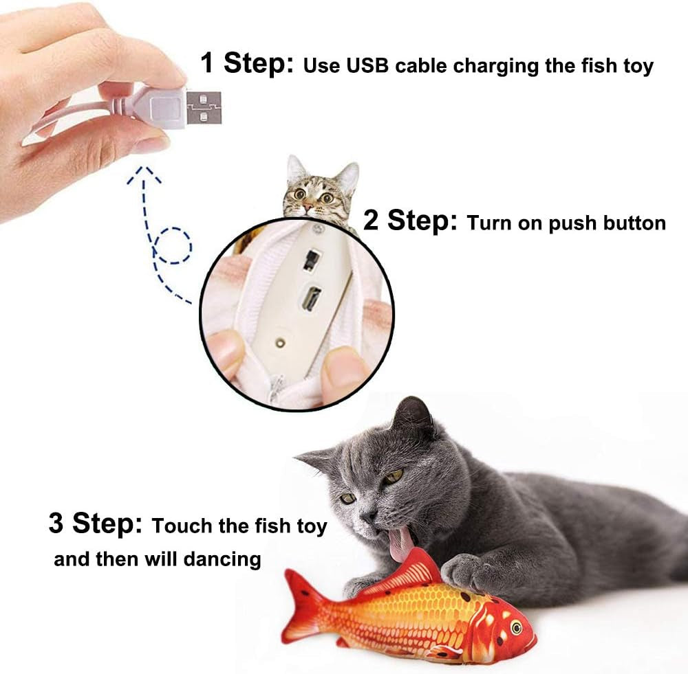 Floppy Fish Cat Toy, Moving Fish Toy for Cats, Interactive Flopping Cat Kicker Fish Toy, Dancing Wiggle Fish Catnip Toys, Electric Realistic Funny Flipping Catfish Toy for Cat (One Pack, Catfish)