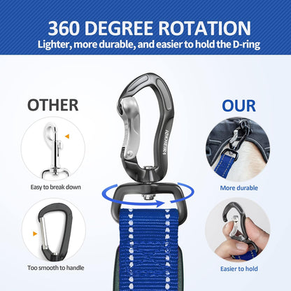 Multifunctional Dog Leash for Large & Medium Dogs, Adjustable with Car Seatbelt, 4-6 FT Strong Bungee (Blue)