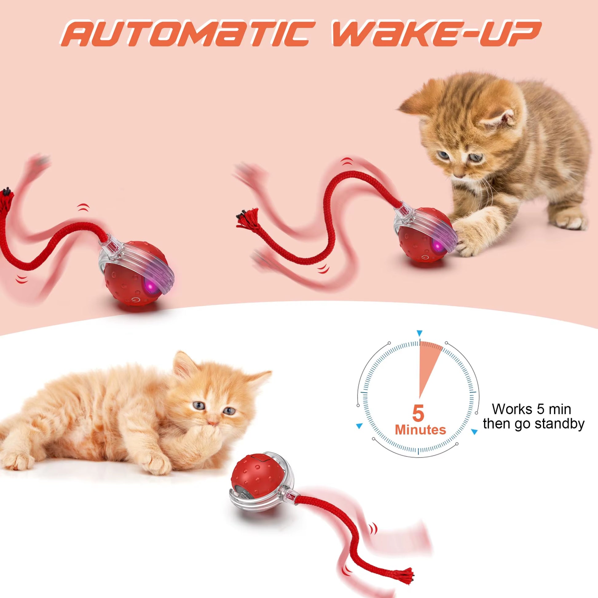 Cat Toys Cats Automatic Rotary Ball Fake Tail Interactive Toy for Cat Pet Training Imitate Mouse Tail Game Christmas Cat Toys