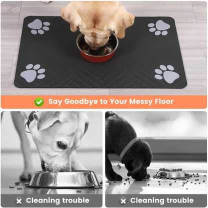 Pet Feeding Mat-Absorbent Pet Placemat for Food and Water Bowl, with Waterproof
