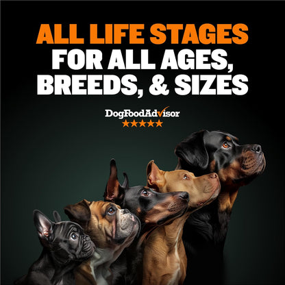 High Performance Premium Dry Dog Food 15 Lbs. & 1 Bag Freeze-Dried Raw Dog Food Chicken Toppers Bundle - Ultimate Muscle Gain Canine Nutrition for Small & Large Breed Puppies & Adult Dogs