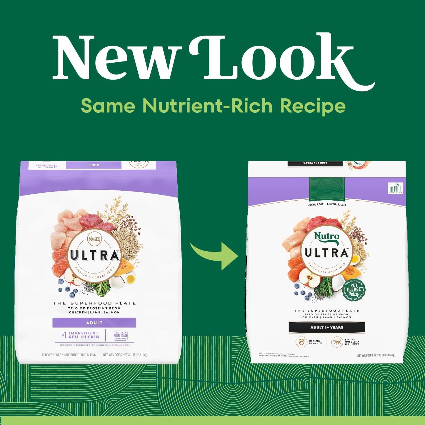 Ultra Adult Dry Dog Food with a Trio of Proteins from Chicken, Lamb and Salmon, 30 Lb Bag