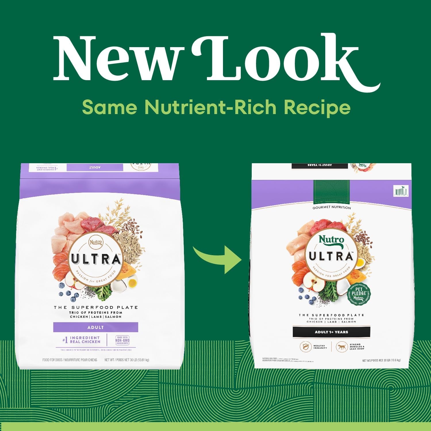 Ultra Adult Dry Dog Food with a Trio of Proteins from Chicken, Lamb and Salmon, 30 Lb Bag