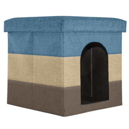 Pet Products Small Pet House Footstool for Dogs & Cats - Beach House Stripe
