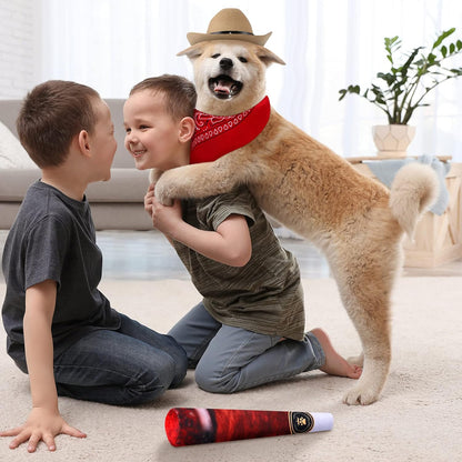 3 Pieces Funny Dog Toys Cool Squeaky Dog Toys Pet Cowboy Costume Cute Pet Dog Cat Hat Bandana Scarf Costume Set for Halloween Christmas Holiday Festival Daily Wearing (Red)