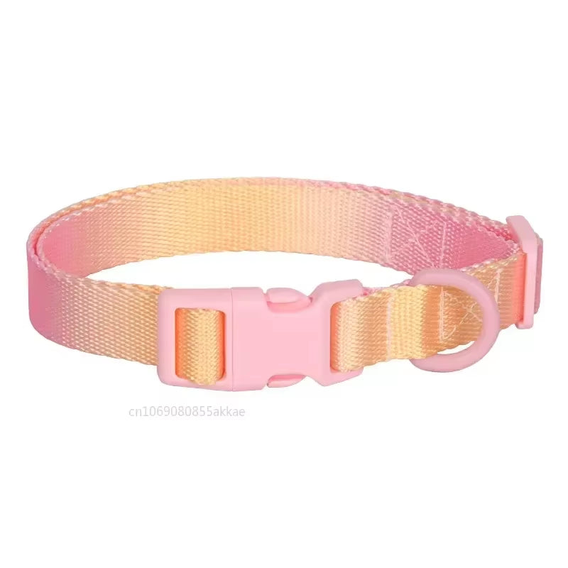 Nylon Dog Collar Adjustable Cat Small Dog Collars Gradient Pet Necklace Fashion Collars Accessories for Small Medium Large Dogs