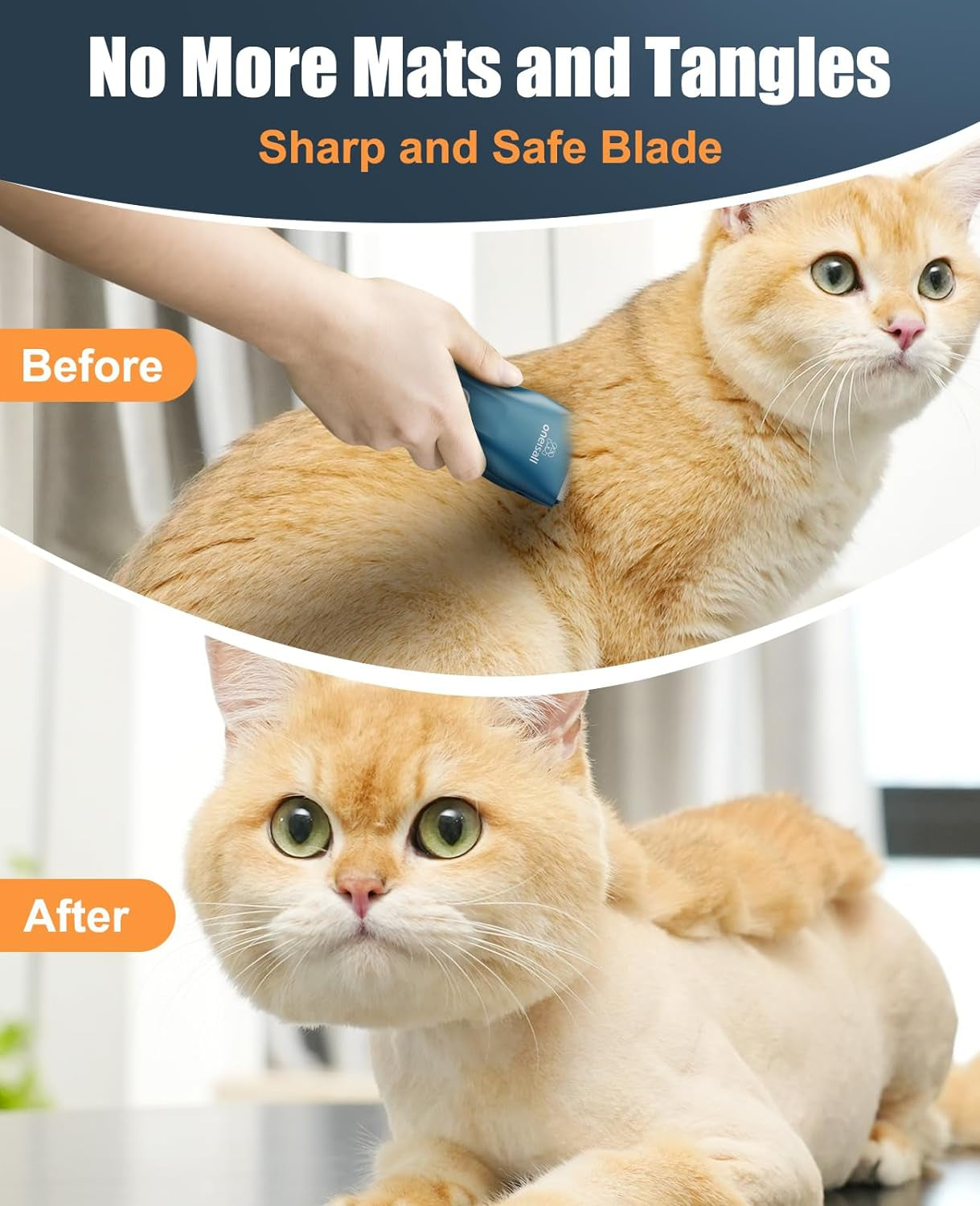 Oneisall Pet Clipper for Cat Matted Hair, Pet Shaver for Cats Quiet Pet Hair Cli