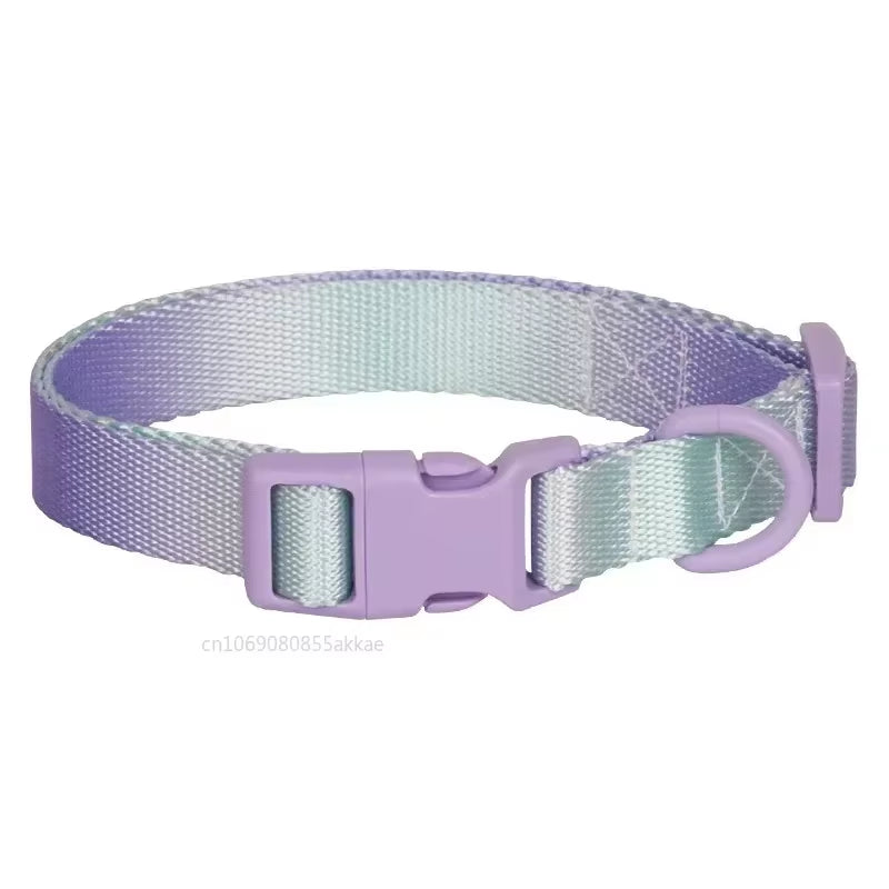 Nylon Dog Collar Adjustable Cat Small Dog Collars Gradient Pet Necklace Fashion Collars Accessories for Small Medium Large Dogs