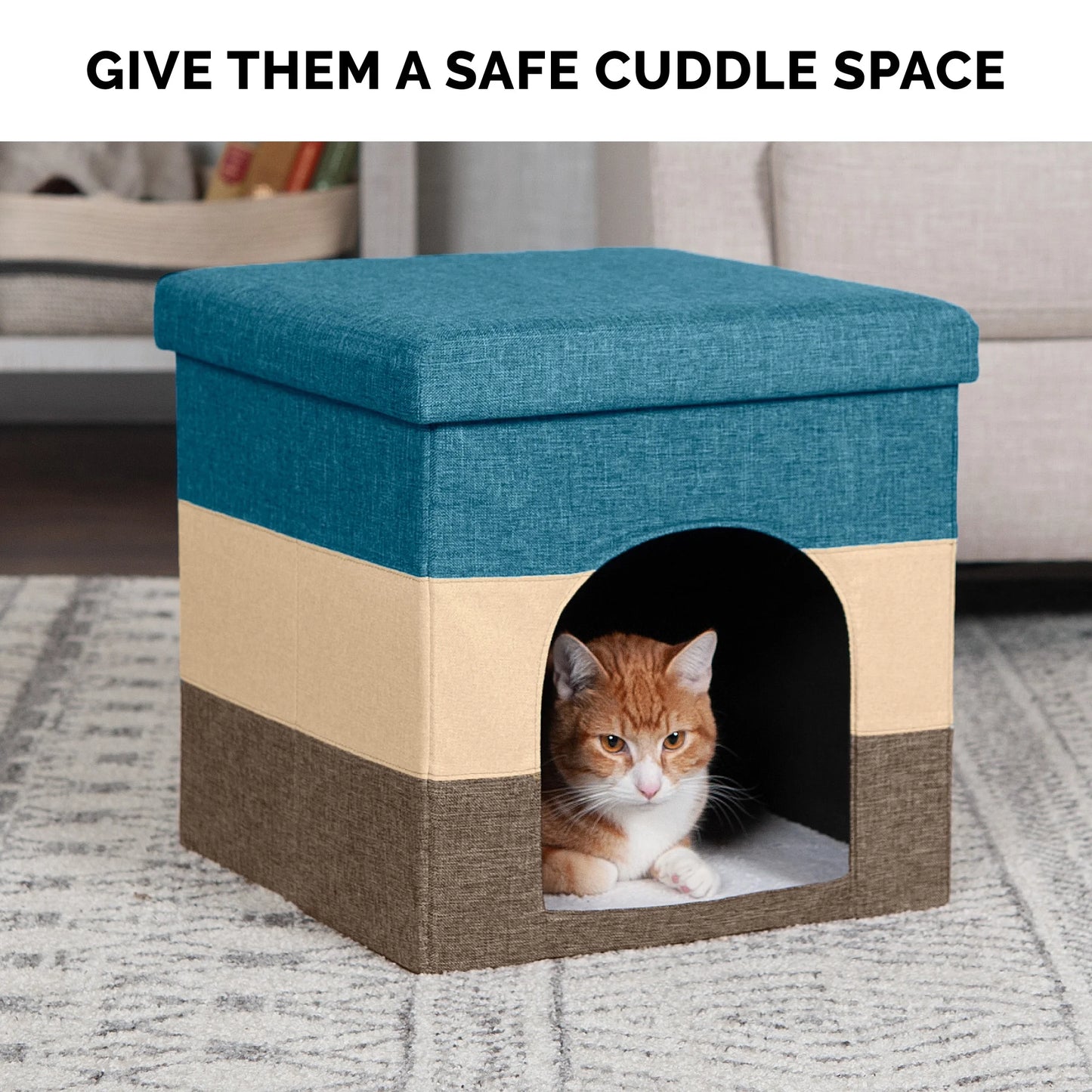 Pet Products Small Pet House Footstool for Dogs & Cats - Beach House Stripe