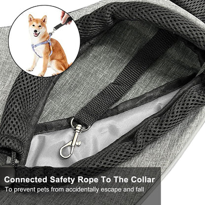 Pet Sling Carrier for Small Dogs Cats,Drawstring & Zipper Security Hook Triple Designs for Pets' Securty Dog Bag,Breathable Travel Pet Puppy Sling Carrier with Adjustable Strap(L (9.5-13.5 Lbs))