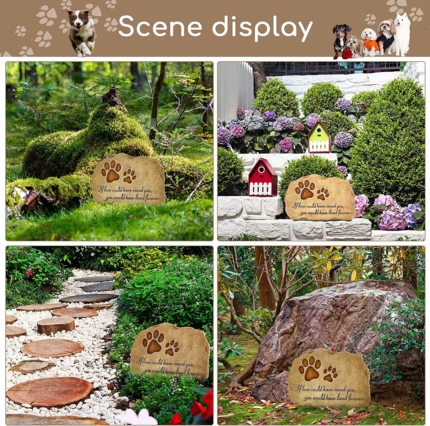 Pet Memorial Stone Pet Memory Stepping Stone Cat Dog Headstone Garden Memoria...
