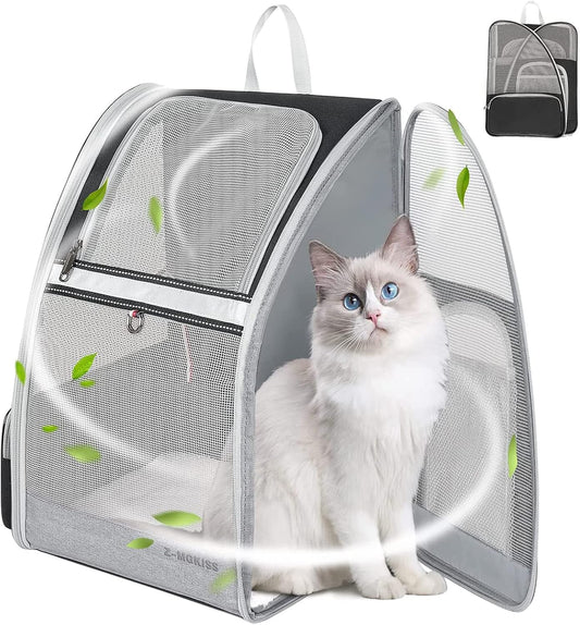 Cat Backpack, Pet Carrier Backpack for Medium Small Cats Dogs, Airline Approved Collapsible Ventilated Safety Strap Buckle Support Design,  Pet Backpack for Travel, Hiking, Walking Outdoor