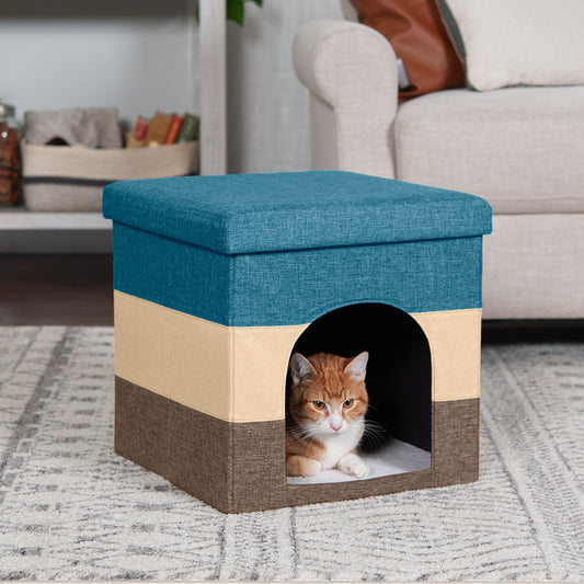 Pet Products Small Pet House Footstool for Dogs & Cats - Beach House Stripe