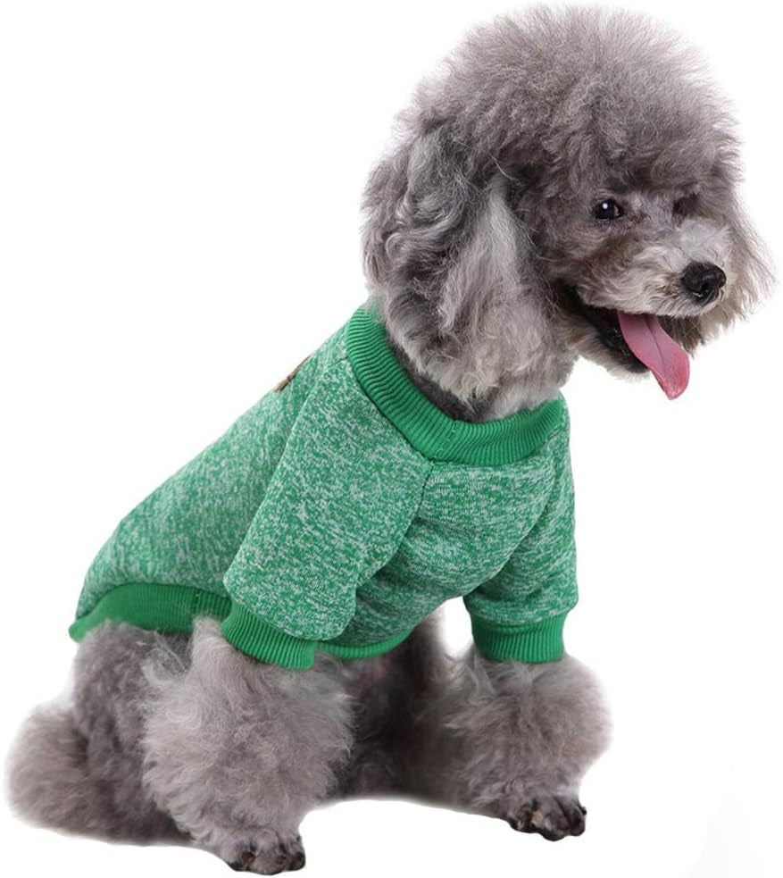 Pet Dog Classic Knitwear Sweater Warm Winter Puppy Pet Coat Soft Sweater Clothing for Small Dogs (M, Green)