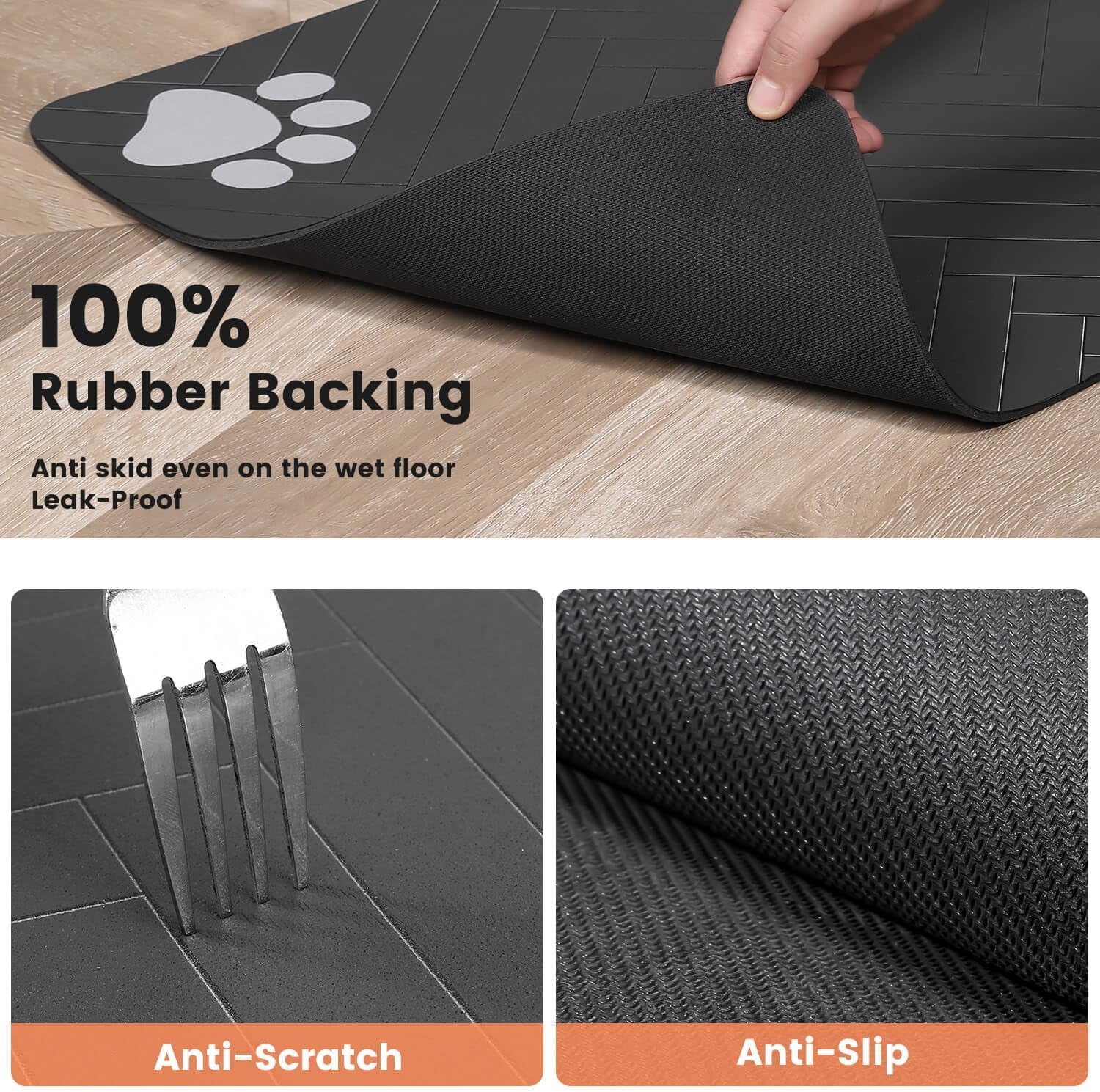 Pet Feeding Mat-Absorbent Pet Placemat for Food and Water Bowl, with Waterproof