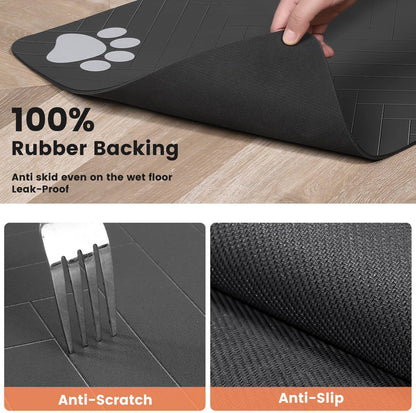 Pet Feeding Mat-Absorbent Pet Placemat for Food and Water Bowl, with Waterproof