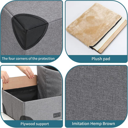 Cat Steps 3 in 1 Multi-Use with Storage Room, Dog Lounge Design, Washable and Removable Non-Slip Fleece Cover Dog Steps for Bed, Gray Linen