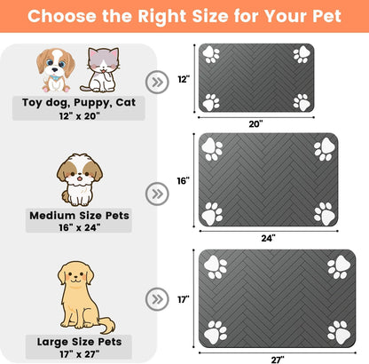 Pet Feeding Mat-Absorbent Pet Placemat for Food and Water Bowl, with Waterproof