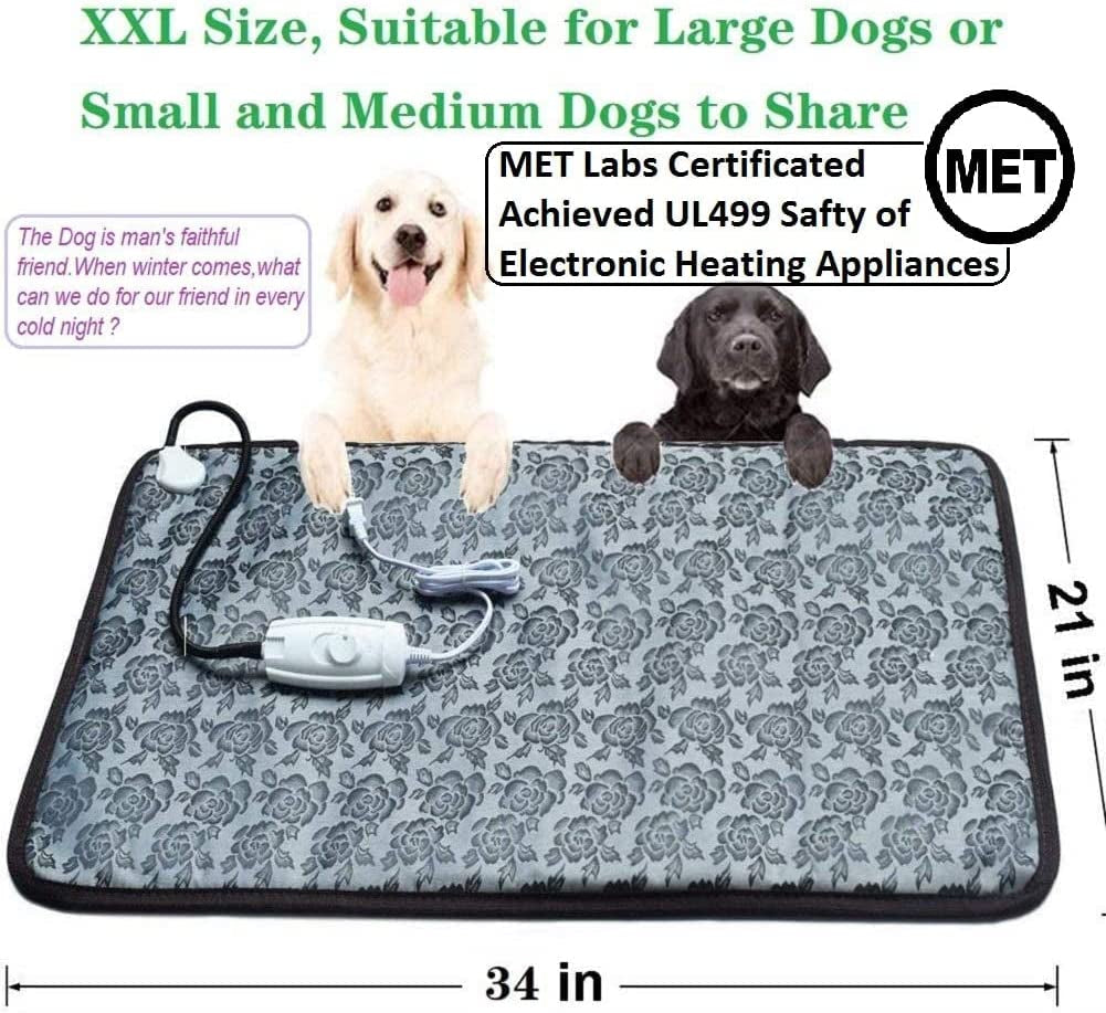 Pet Heating Pad for Large Dog Bed Outdoor or Home,Electric Heating Mat for Dog H