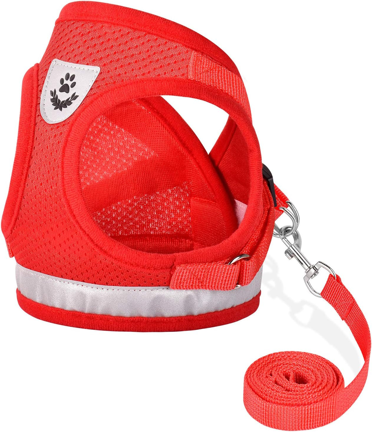 Puppy Harness with Leashes Set, Escape Proof Cat Harness, Adjustable Reflective Soft Mesh Vest Fit Puppy Kitten Rabbit'S Outdoor Dog Harness (Red, XL, Chest: 18" - 20")