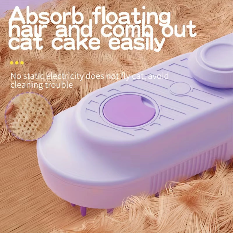 Steamy Cat Brush Electric Spray Cat Hair Brush 3 In1 Dog Toys Brush for Massage Pet Grooming Removing Tangled and Loose Hair