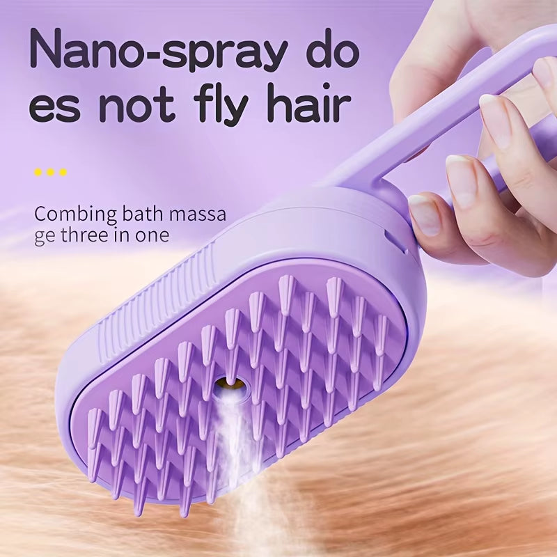 Steamy Cat Brush Electric Spray Cat Hair Brush 3 In1 Dog Toys Brush for Massage Pet Grooming Removing Tangled and Loose Hair