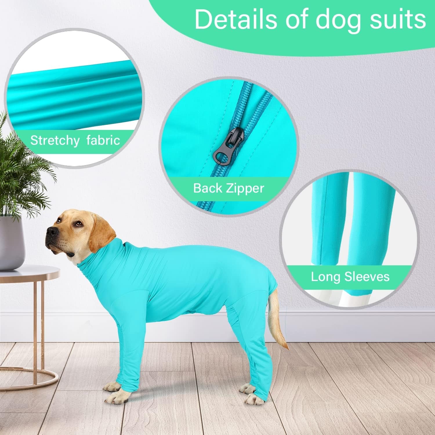 Recovery Onesie for Female & Male Dogs - Anti-Licking Work-Out Suit Post-Surgery, Fresh Blue/X-Small