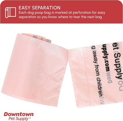 Unscented Poop Bags for Dogs with Dispenser, 500 Count - Leak-Proof Dog Waste Bags and Bone-Shaped Dog Poop Bags Holder for Leash - Pastel Rainbow, 12.5" X 8.5"