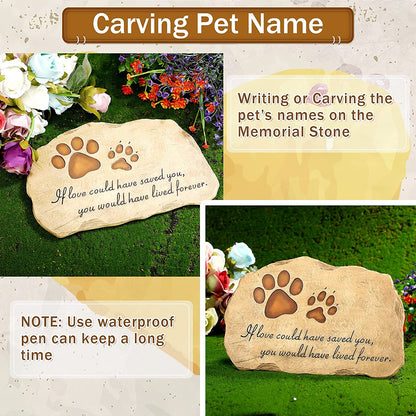 Pet Memorial Stone Pet Memory Stepping Stone Cat Dog Headstone Garden Memoria...
