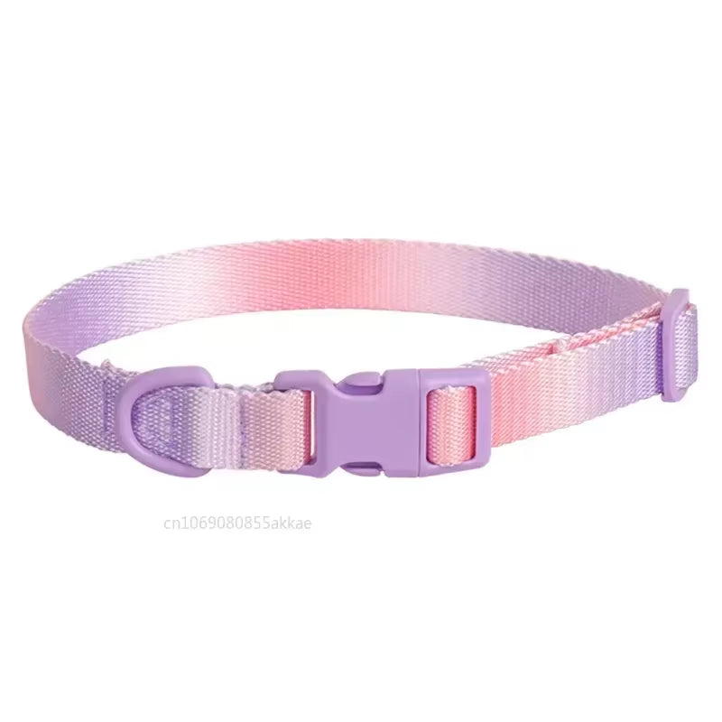 Nylon Dog Collar Adjustable Cat Small Dog Collars Gradient Pet Necklace Fashion Collars Accessories for Small Medium Large Dogs