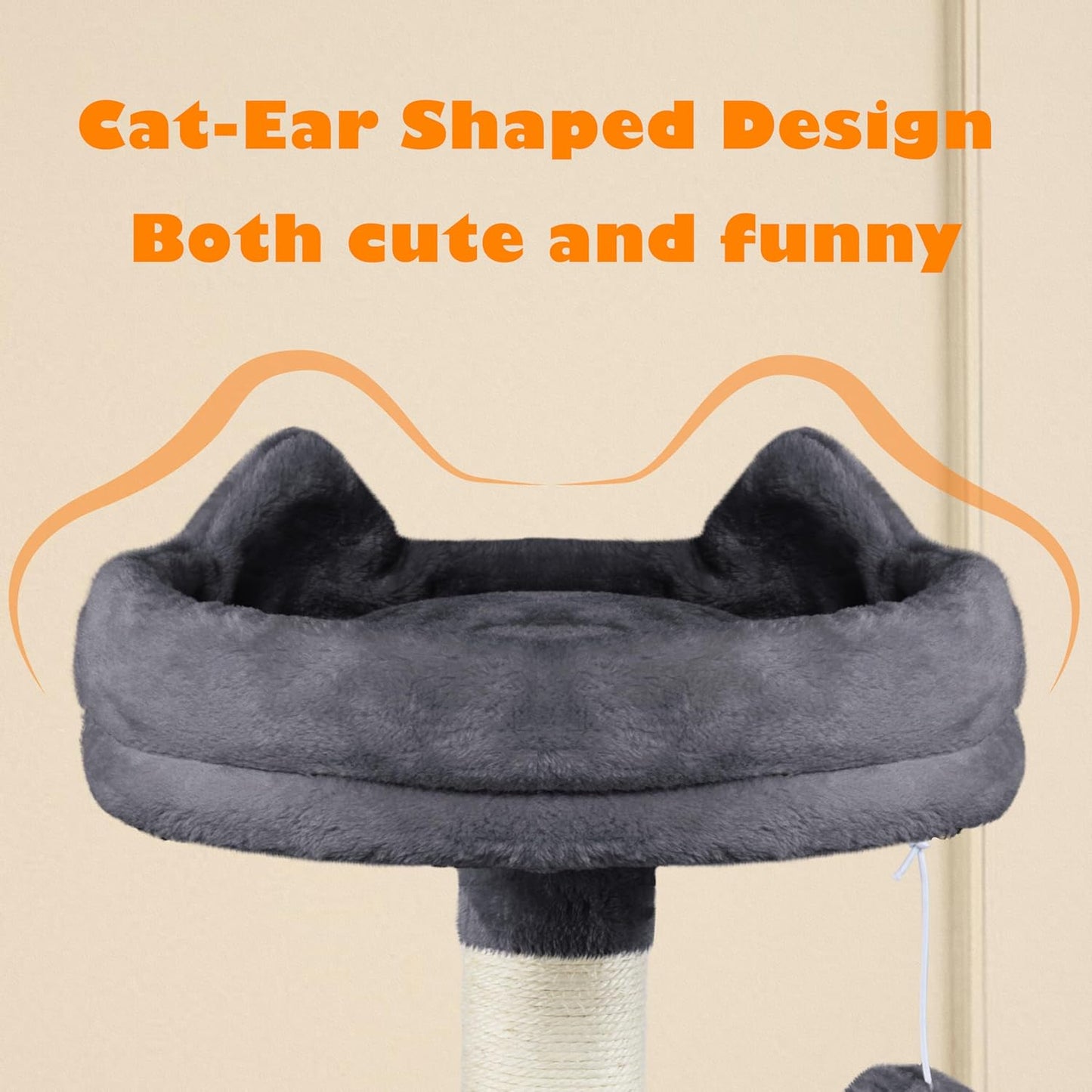 62.5Inches Cat Tree Cat Tower Cat Condo with Platform & Hammock, Scratching Posts for Kittens Pet Play House with Plush Perch for Indoor Activity Relaxing, Dark Gray