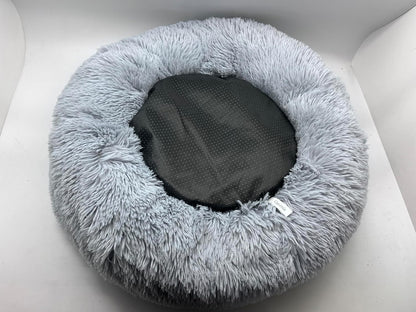 Indoor Cat Bed, 20''X20'' Washable Donut, Soft Plush Pet Cushion, Waterproof Dog and Cat Bed for Sleep Improvement, Grey