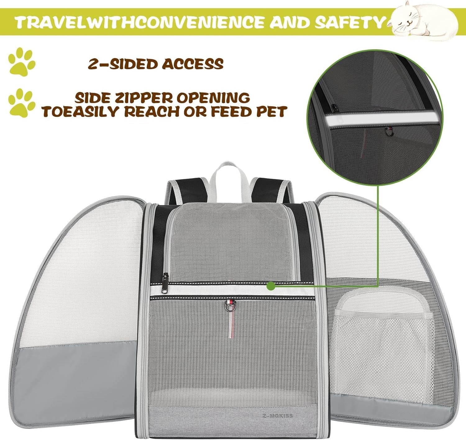 Cat Backpack, Pet Carrier Backpack for Medium Small Cats Dogs, Airline Approved Collapsible Ventilated Safety Strap Buckle Support Design,  Pet Backpack for Travel, Hiking, Walking Outdoor