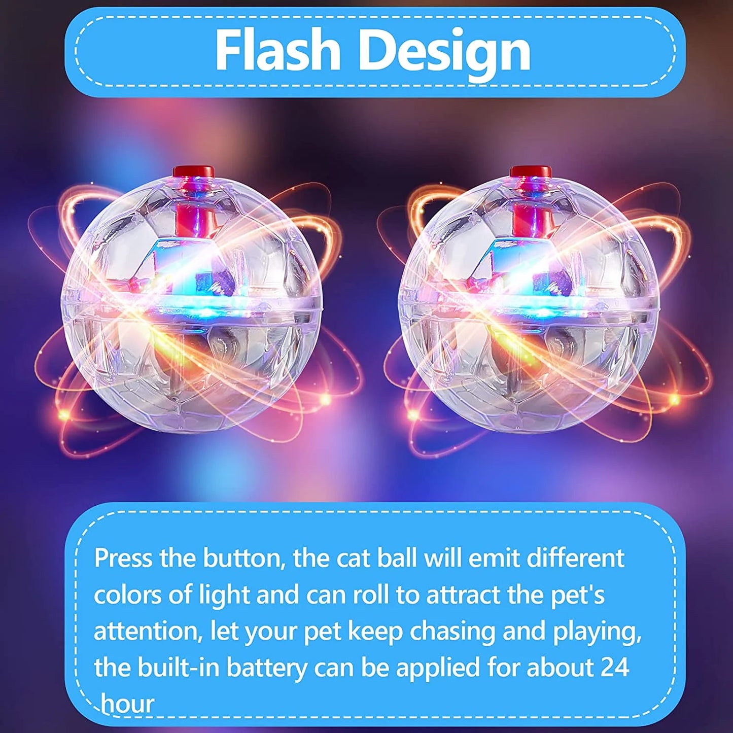 4Pcs Motion Light up Ghost Hunting Cat Ball for Cats Motion Activated Cat Ball with LED Light Pet Interactive Toy Animal Activity Toy