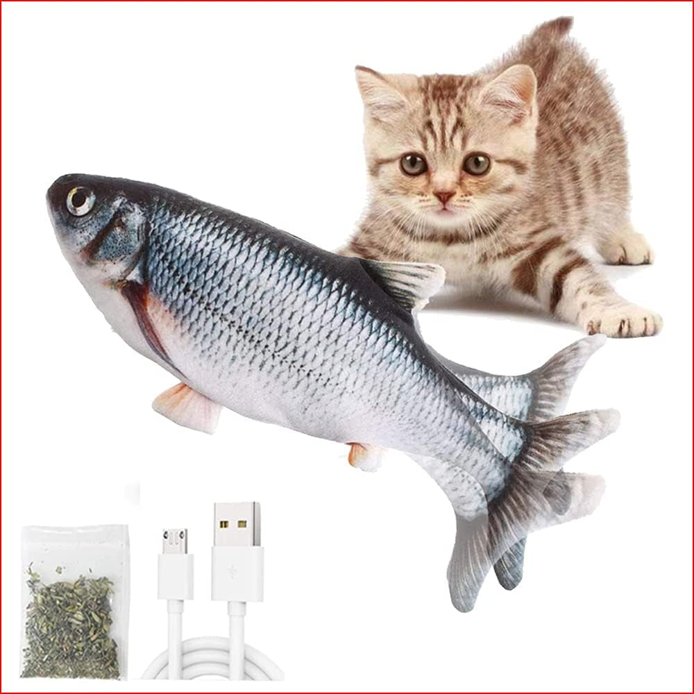 Floppy Fish Cat Toy, Moving Fish Toy for Cats, Interactive Flopping Cat Kicker Fish Toy, Dancing Wiggle Fish Catnip Toys, Electric Realistic Funny Flipping Catfish Toy for Cat (One Pack, Catfish)