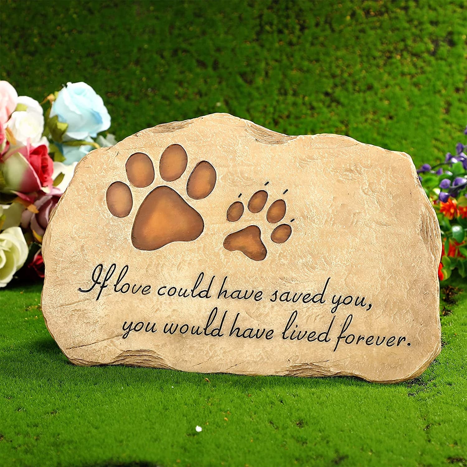 Pet Memorial Stone Pet Memory Stepping Stone Cat Dog Headstone Garden Memoria...