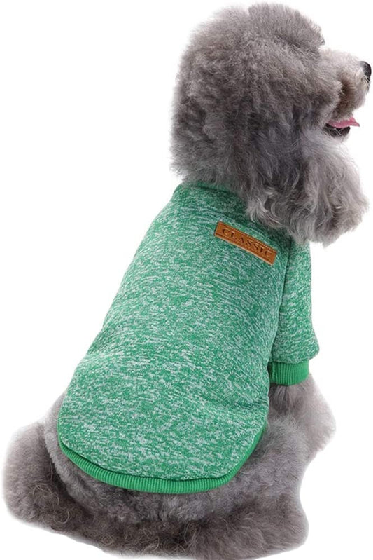 Pet Dog Classic Knitwear Sweater Warm Winter Puppy Pet Coat Soft Sweater Clothing for Small Dogs (M, Green)