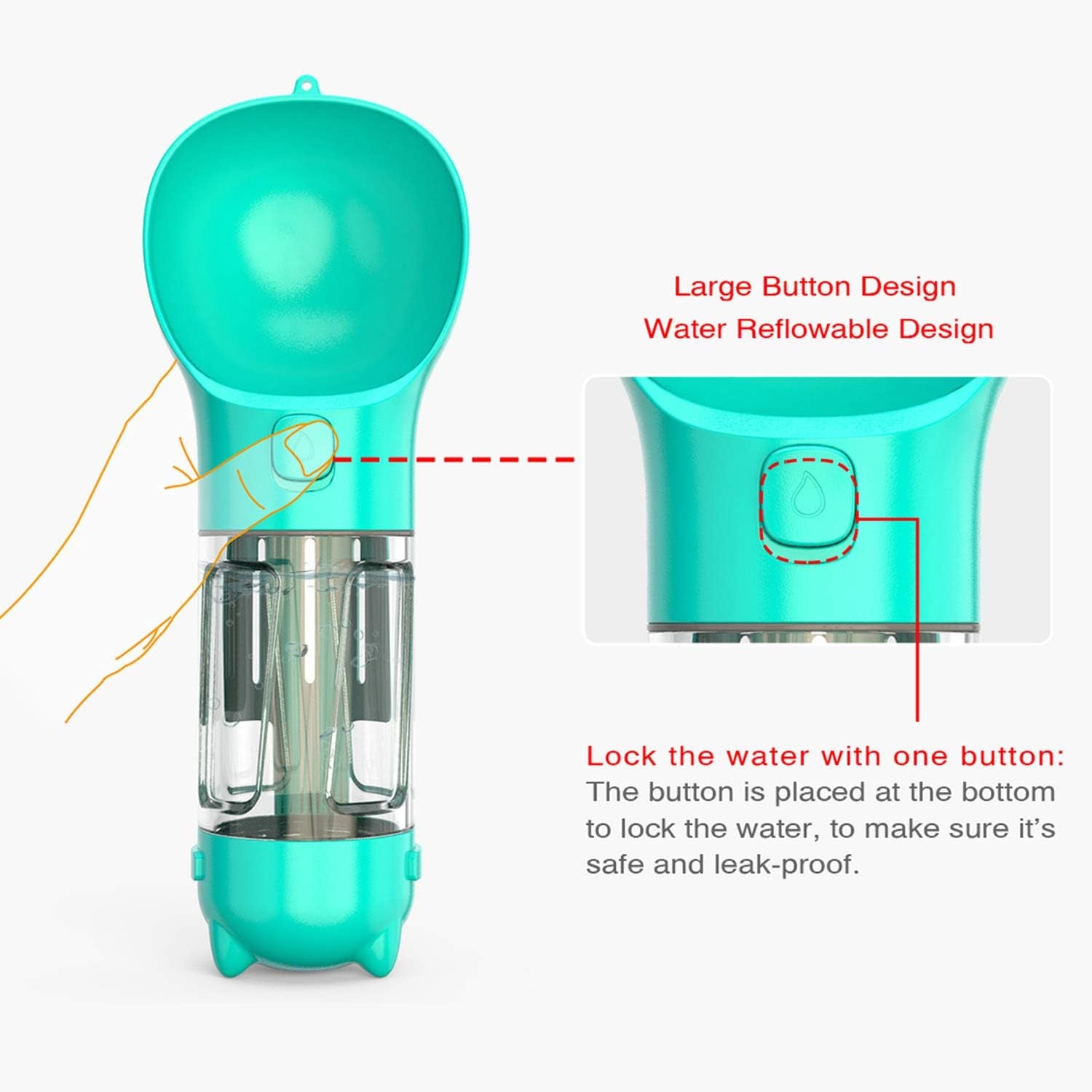 Dog Water Bottle, Portable Pet Travel Water Bottle Bowl Dispenser with Drinking Feeder Bowl Poop Bag for Dogs Small Pets Walking, Traveling, Hiking (Blue)