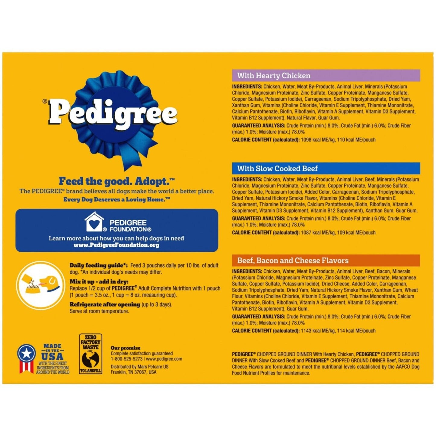Pedigree Chopped Ground Dinner Adult Wet Dog Food Cheese Variety Pack 3.5Oz 18/3