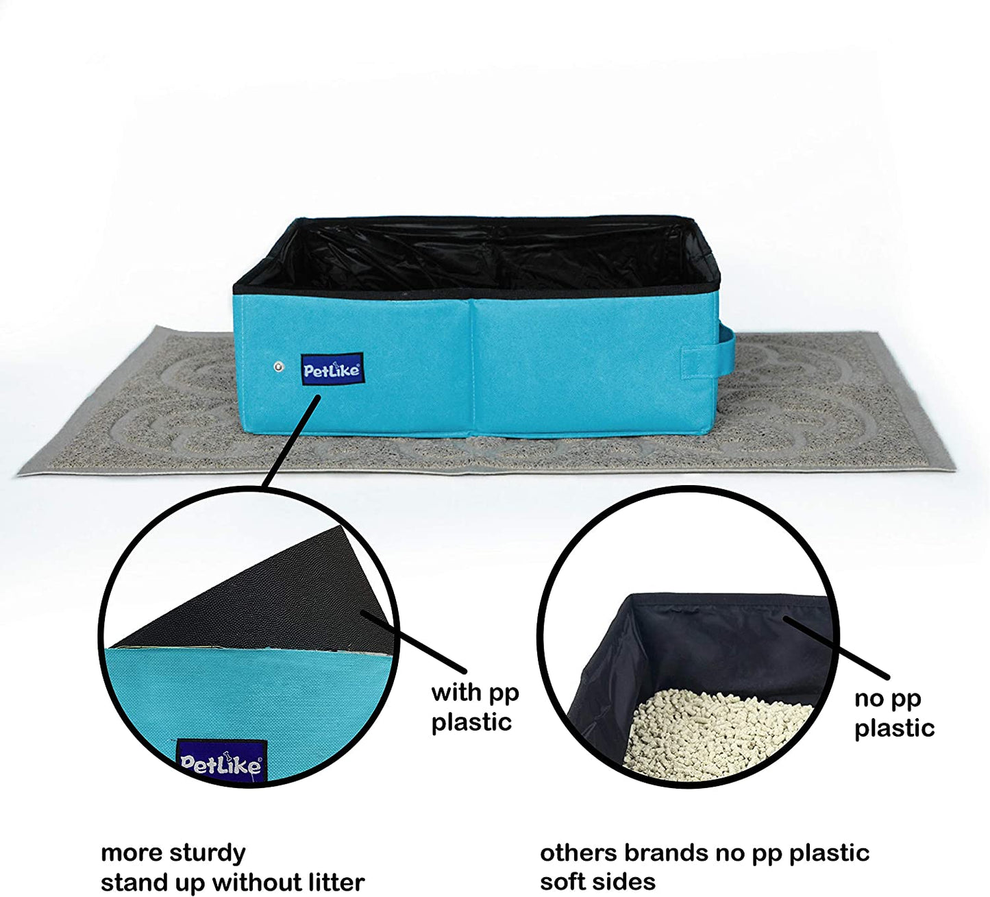Travel Cat Litter Box, Leak-Proof Portable Litter Box, Collapsible Toilet Tray Carrier for Small Medium Cats (Medium, Black)