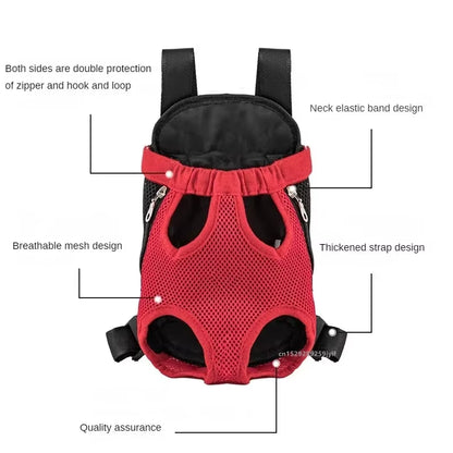 Double Shoulder Breathable Portable Travel Pet Dog Carrier Backpack Mesh Carrier Front Bag for Small Dog Cats Outdoor