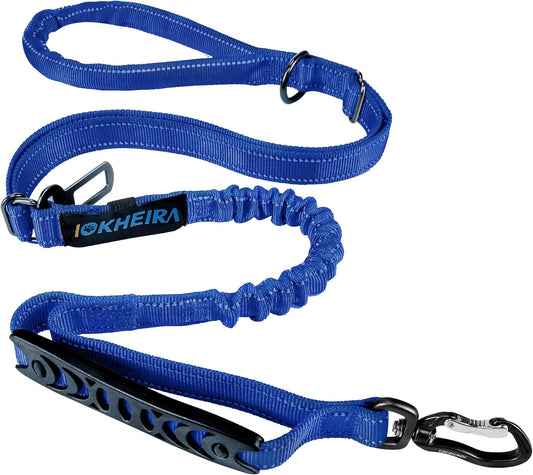 Multifunctional Dog Leash for Large & Medium Dogs, Adjustable with Car Seatbelt, 4-6 FT Strong Bungee (Blue)