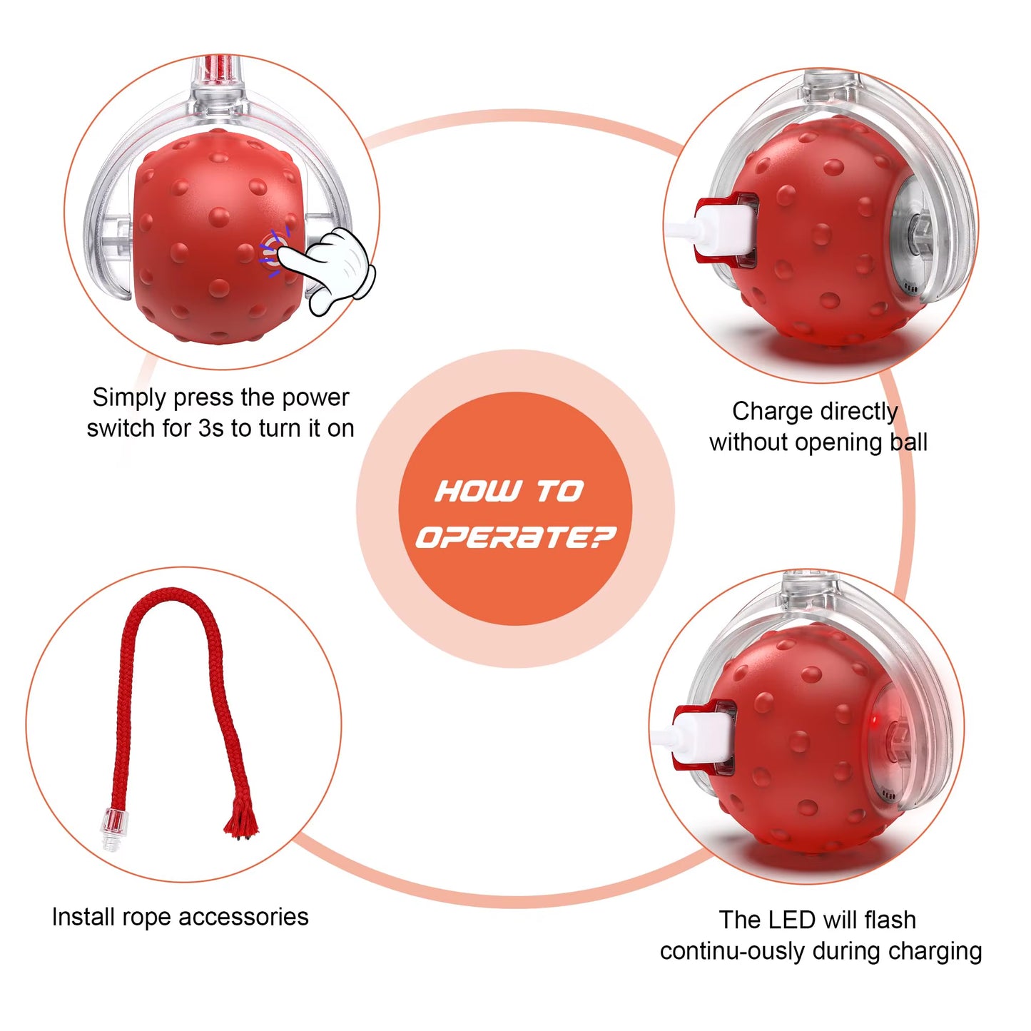 Cat Toys Cats Automatic Rotary Ball Fake Tail Interactive Toy for Cat Pet Training Imitate Mouse Tail Game Christmas Cat Toys