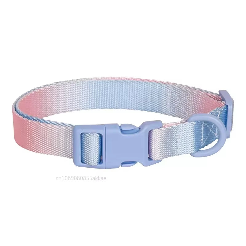 Nylon Dog Collar Adjustable Cat Small Dog Collars Gradient Pet Necklace Fashion Collars Accessories for Small Medium Large Dogs
