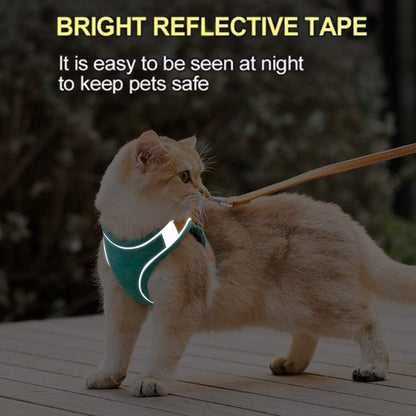 Cat Harness and Leash Set for Walking Escape Proof, Adjustable Kittens Vest with Reflective Strip for Cats Small Dogs Puppies, Soft and Comfortable Cat Outdoor Vest Jacket (Green, M)