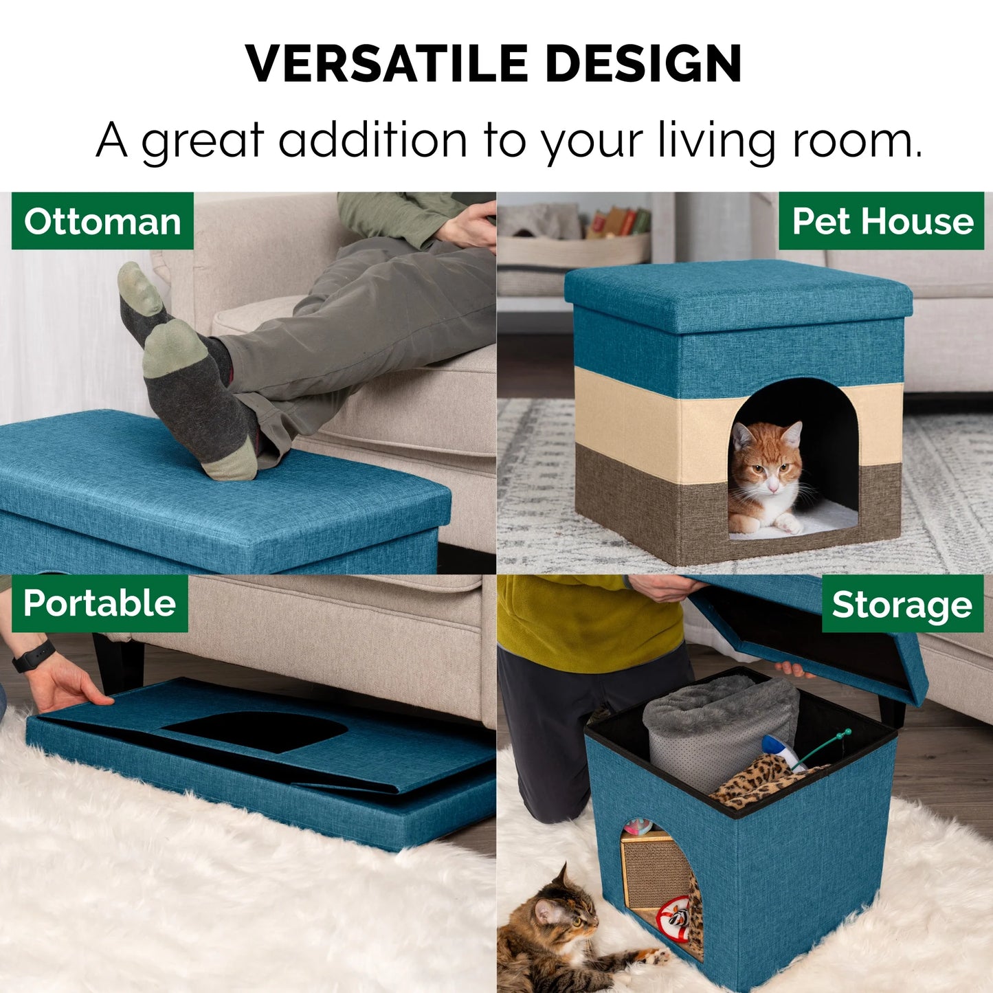 Pet Products Small Pet House Footstool for Dogs & Cats - Beach House Stripe