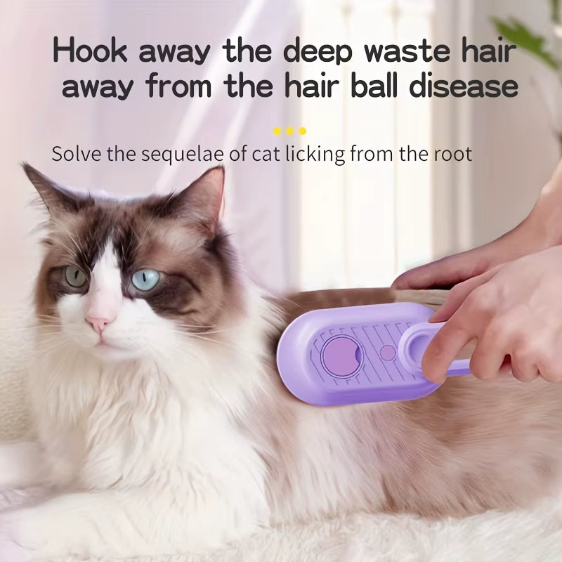 Steamy Cat Brush Electric Spray Cat Hair Brush 3 In1 Dog Toys Brush for Massage Pet Grooming Removing Tangled and Loose Hair